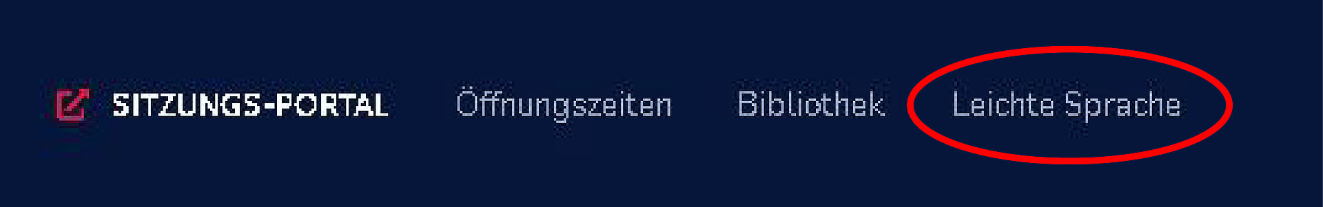 Leichte Sprache in der Menüleiste